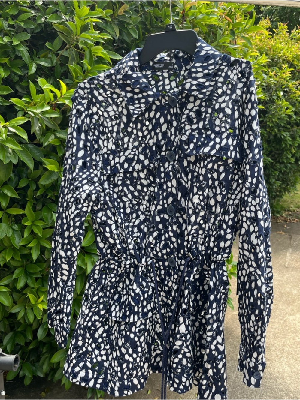 Simply Vera Vera Wang Navy and White Printed Long-Sleeve Jacket